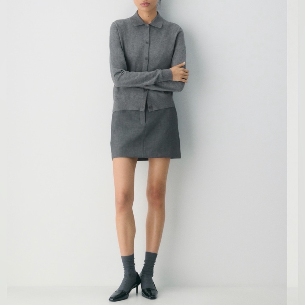 ARITZIA Babaton Chisel Mini Skirt - Heather Charcoal - Size 8